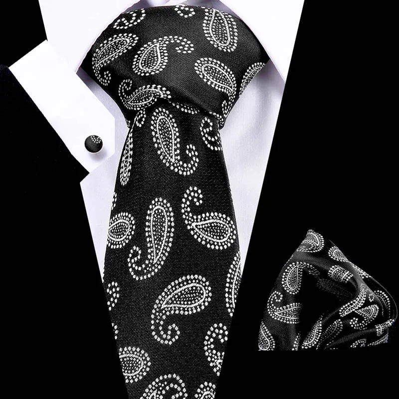 

60 Colors Tie Handkerchief Set for Man 8cm Silk Jacquard Necktie Paisley Flower Floral Neck Tie Set Wedding Evening Party Gift