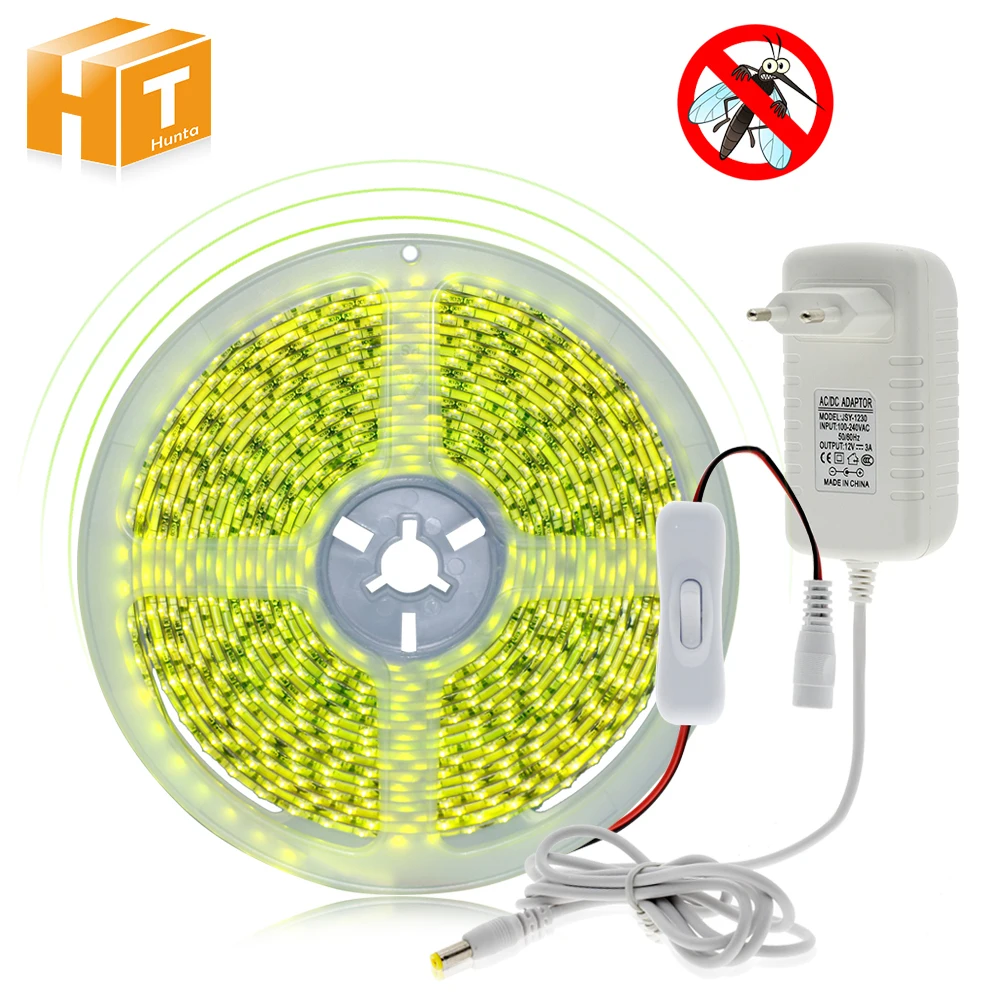

SMD2835 Repelling Mosquito LED Strip 1M/2M/5M USB DC 5V/12V Indoor 565-570nm Light-Wave Insect repellent Night Light