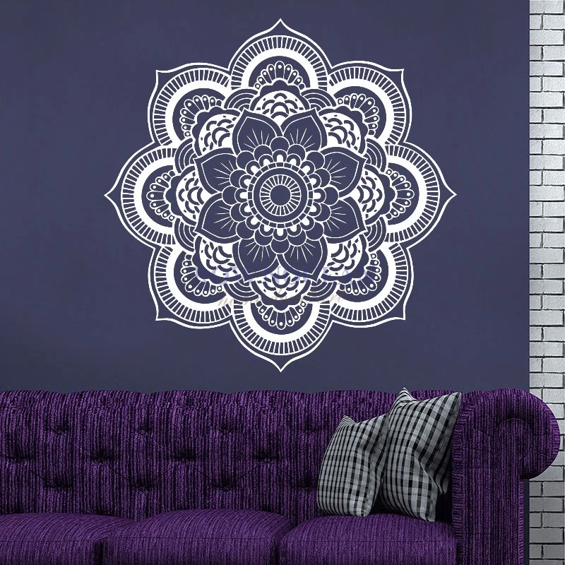 57x57CM Mandala Yoga Wall Sticker Vinyl Removable Waterproof Symbol Mehndi OM Muraux Mural Home Decor Household Products MA-09