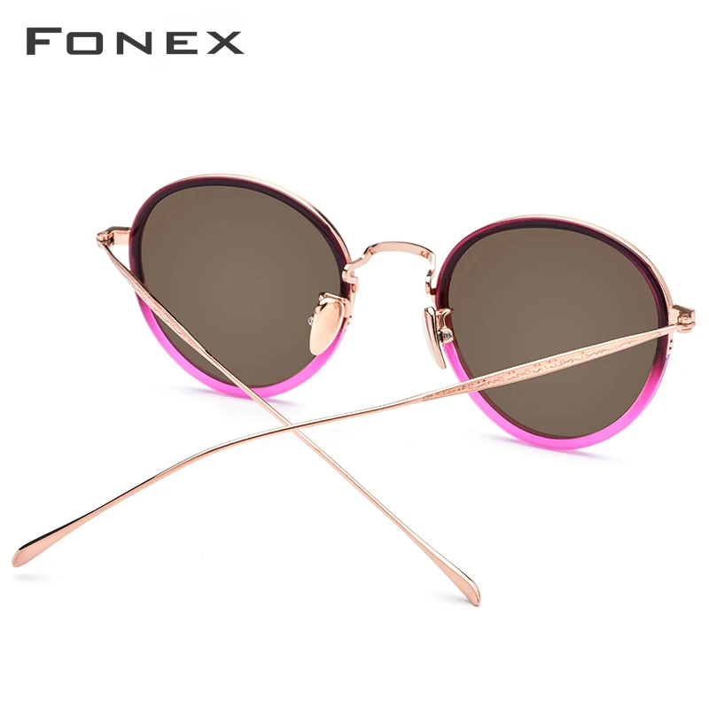 Kopen Pure B Titanium Acetaat Gepolariseerde Zonnebril Vrouwen 2019 Nieuwe Mode Vintage Ronde Zonnebril Mannen Retro Mirrored Zonnebril Oculos
