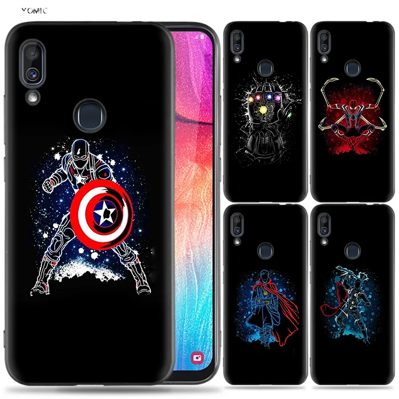 

Silicone Case for Samsung Galaxy A30 A50 A10 A20 A60 A40 M10 M20 M30 A6 A8 J4 J6 J8 Plus A7 A9 2018 Black Dark Colorful Marvel H