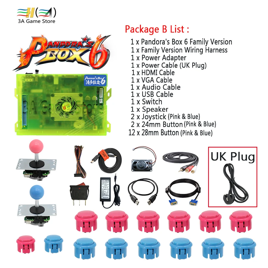 Pandora Box 6 1300 семейная версия материнская плата с управляющими аксессуарами DIY аркадные наборы части джойстик usb Кнопка питания