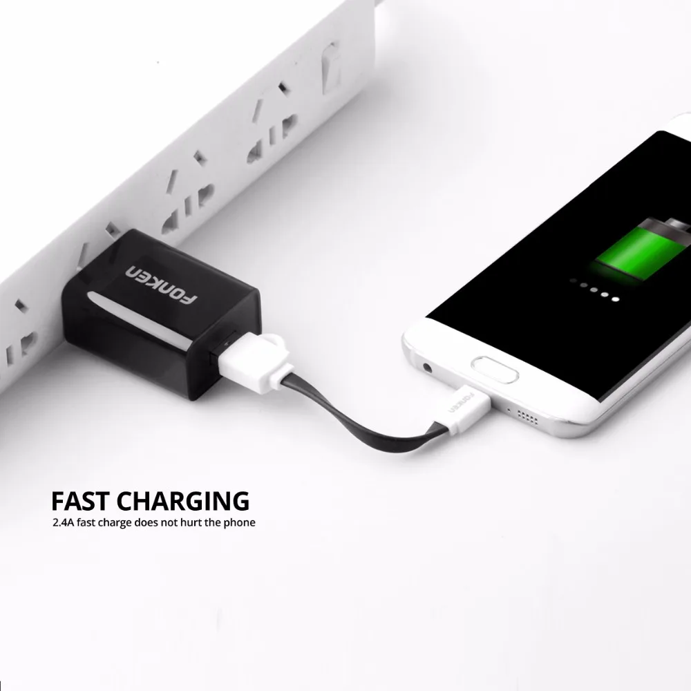 FONKEN Micro USB Cable 10CM Pocket Phone Cables Travel Spare Power Bank Fast Charge Cord 2.4A Keychain Noodle Android Data Wire FONKEN Micro USB Cable 10CM Pocket Phone Cables Travel Spare Power Bank Fast Charge Cord 2.4A Keychain Noodle Android Data Wire
