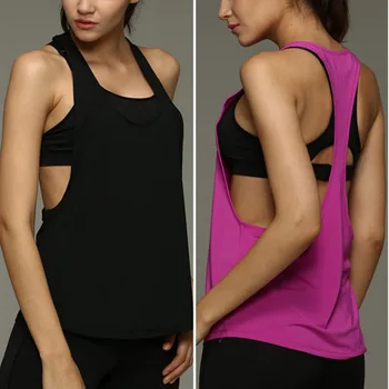 

Women Crop Top Dry Quick Yoga Shirts Loose Gym Fitness Sport Sleeveless Vest Singlet Running Training TopsN