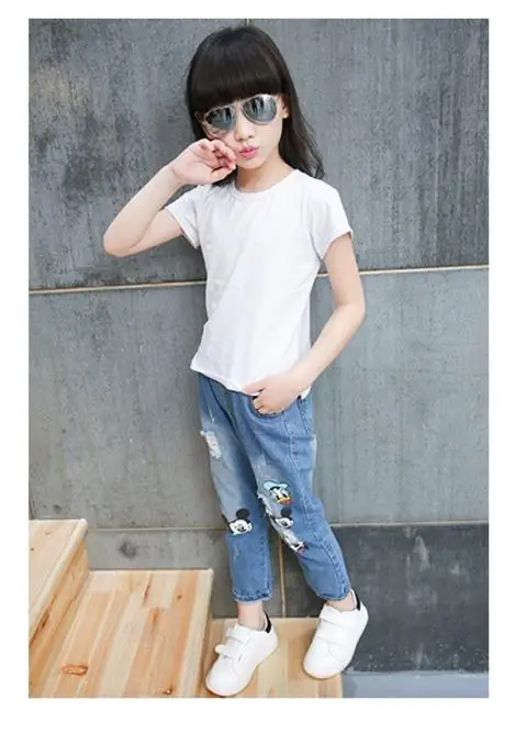 Roupas Infantis Menina новые детские ковбойские штаны повседневные джинсы с вышитыми