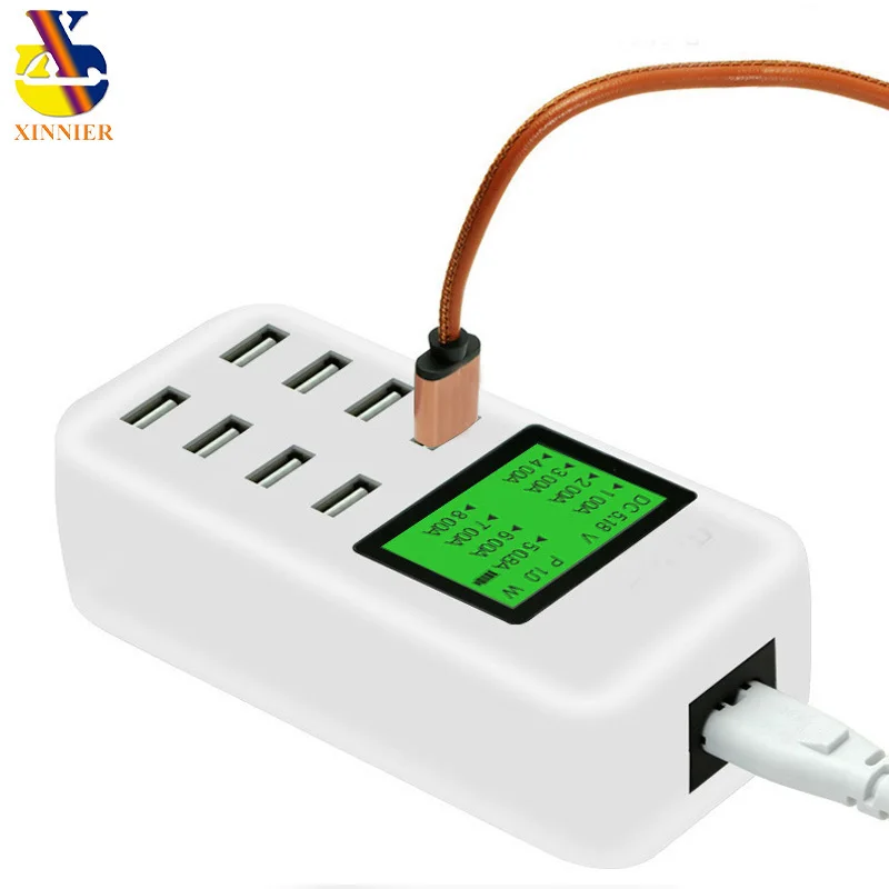 

8 Port USB Wall Travel Charger LCD Digital Display Multi Socket Charging Station Mobile Phone Smartphone Tablets Charge Adapter