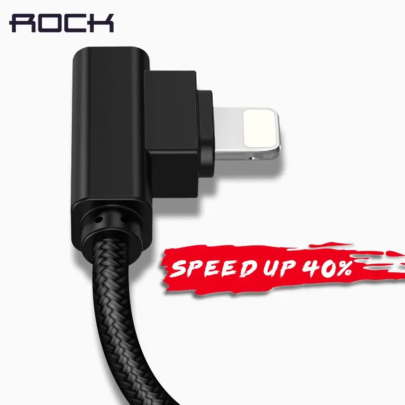 

ROCK 90 Degree USB Cable For iPhone X 8 7 6 6s Plus, 2.1A Fast Charging Cable Data Cable for lightning Cable for iPhone Charger