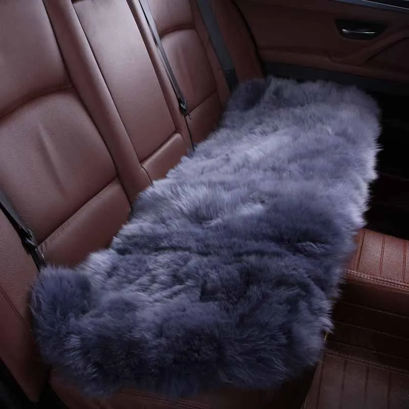 AUTOROWN Car Seat Cover Set Cushion Universal Size Basic Function Natural Sheepskin Long Fur Super Soft Auto Accessories