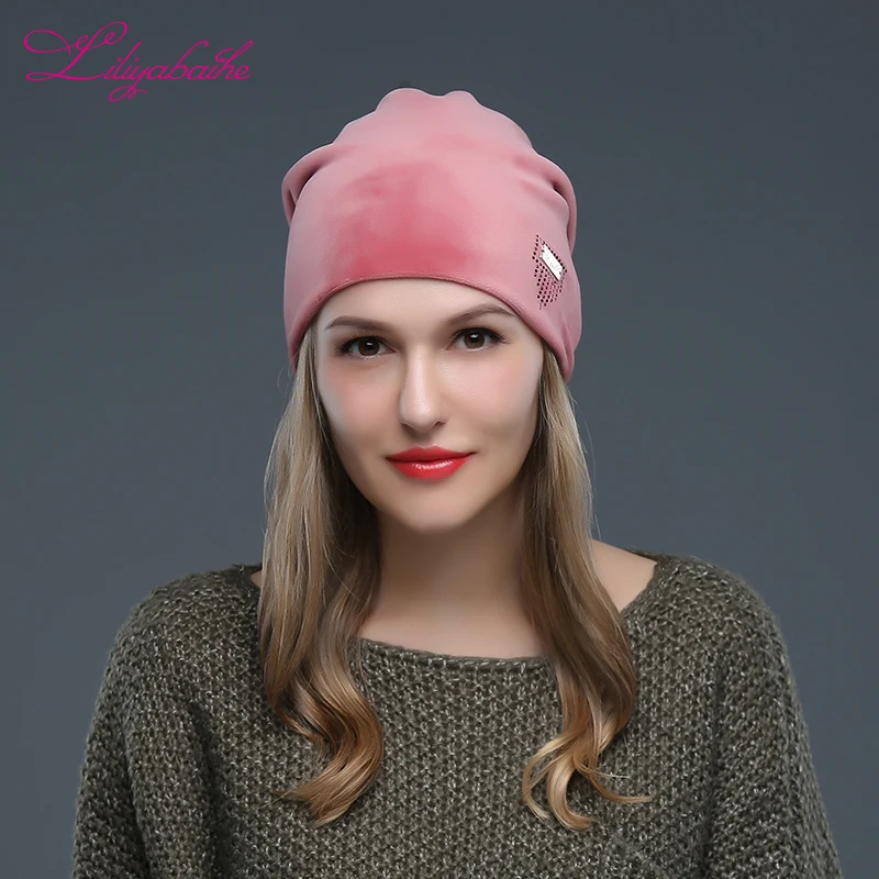 

LILIYABAIHE Women Hat Autumn And Winter Hat Ladies Girls Hats For Women Skullies Beanies Fluff Caps Touca Caps