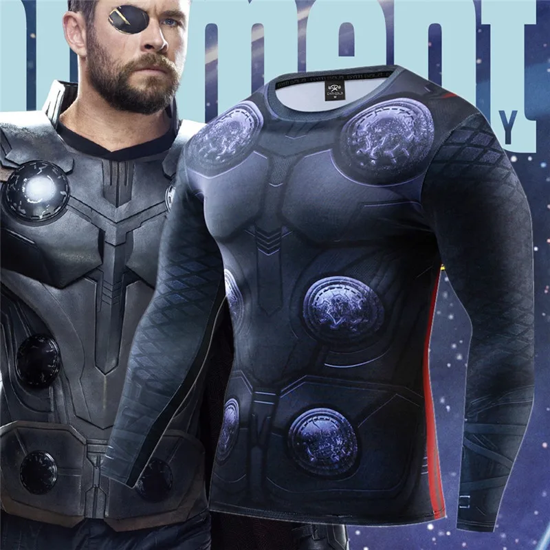 

3D Anime Tshirts Marvel Thor Odinson Avengers 4 Compression Shirt Fitness T-shirt Men Long Sleeves Clothing Cosplay T-shirt Mens