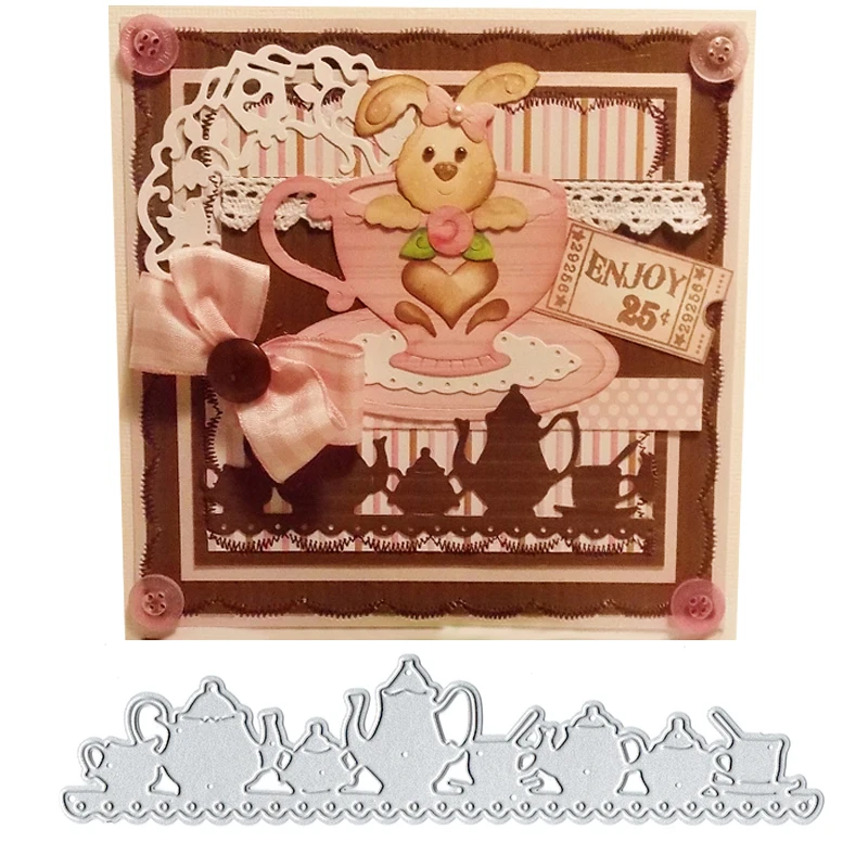 

Julyarts Teapot New Cutting Background Dies for DIY Scrapbooking Card Stencil Paper Craft Handmade