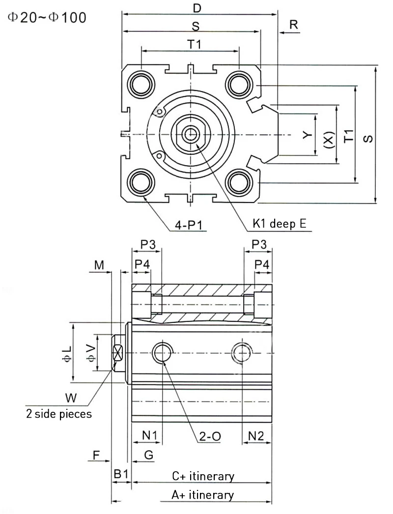 SDA Standard Air Cylinders Bore 40/50/63/80/100MM Pneumatic Cylinder Stroke 20/30/50MM Stainless Steel Cylinder Free Hardware