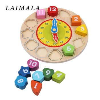 

Colorful Wooden 12 Numbers Clock Toys Digital Geometry Cognitive Matching Clock Toy Baby Kids Early Educational Toy