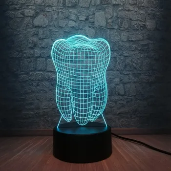 

3D Tooth Teeth LED USB Lamp Atmosphere RGB Night Light Colorful Kids Toy Bedroom Desk Table Touch Light as Gift for Dentis Decor