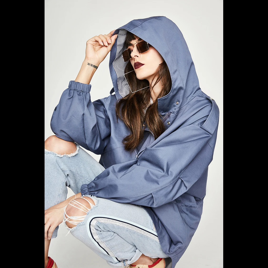 2018 Veste Jazzevar Manteaux Femme kaki Automne Casual Capuche Qualité À Oversize Lâche Nouveau Coton Bonne Bleu rose Vêtements Courte kOiuTPZwX