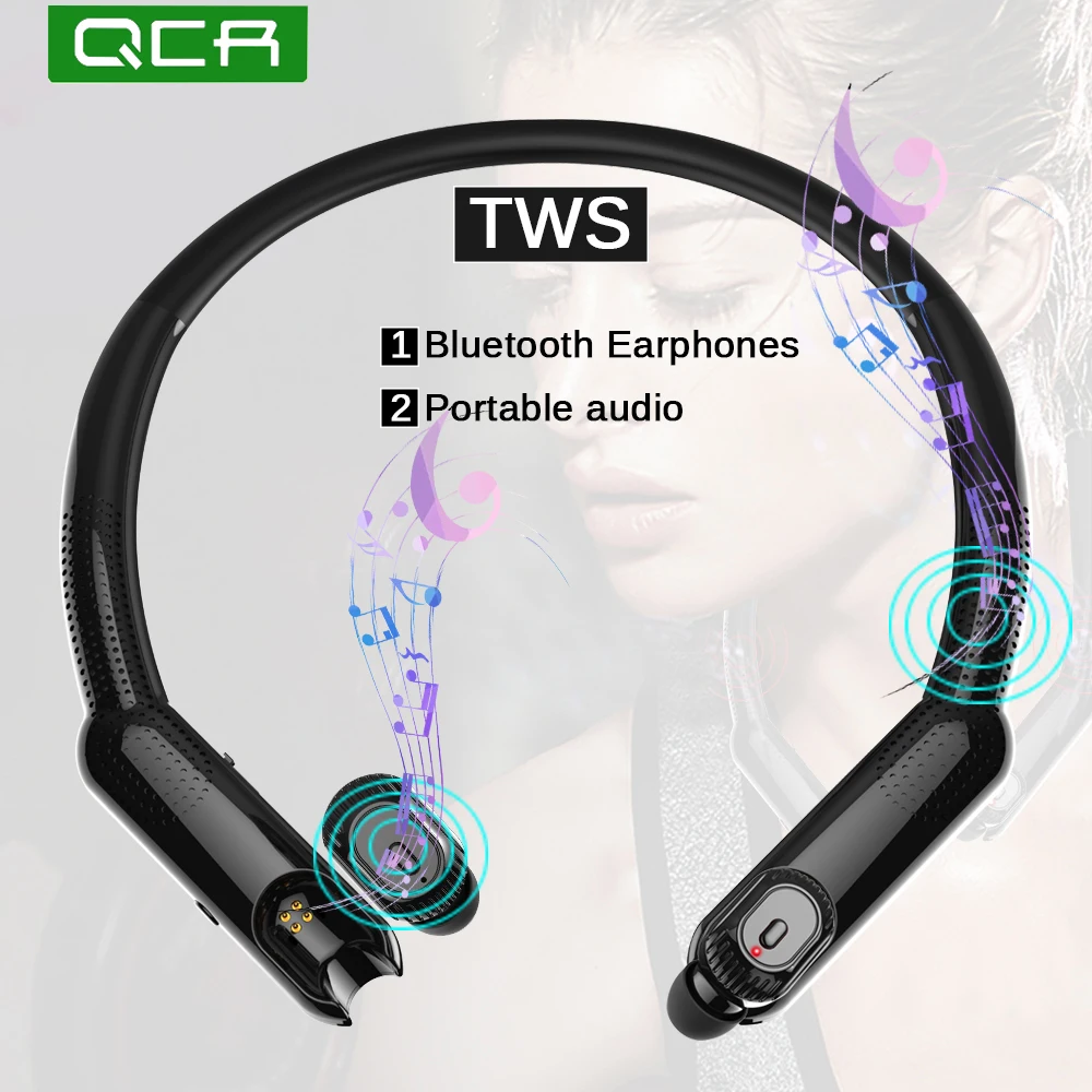 

QCR X10 TWS Sport Wireless Bluetooth Earphones including Portable Neck Radio Noise Canceling Game HiFi Earbuds
