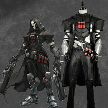 

OW Over and Watch Offense Hero Reaper Battleframe Cosplay Costume For Adult Cloak Halloween Carnival (Version A & Version B)