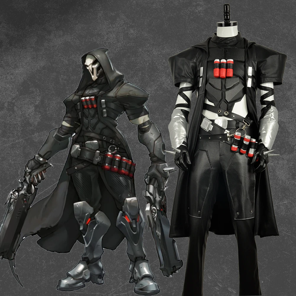 

OW Over and Watch Offense Hero Reaper Battleframe Cosplay Costume For Adult Halloween Carnival (Version A & Version B)