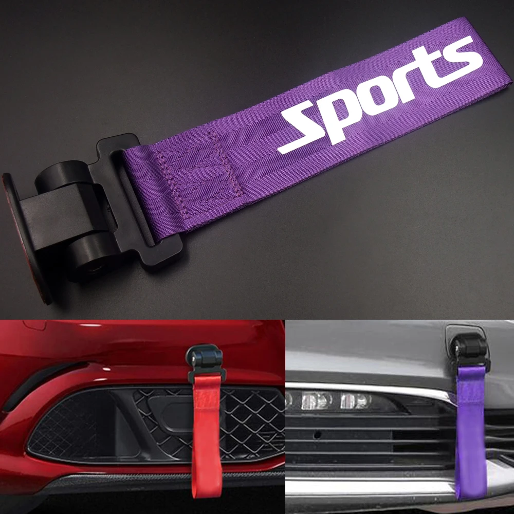 

Purple Universal Car/Auto Racing Sports Style Tow Towing Rope Hook Strap Front Rear Bumper Body Trunk Decoration Sticker Bar Kit