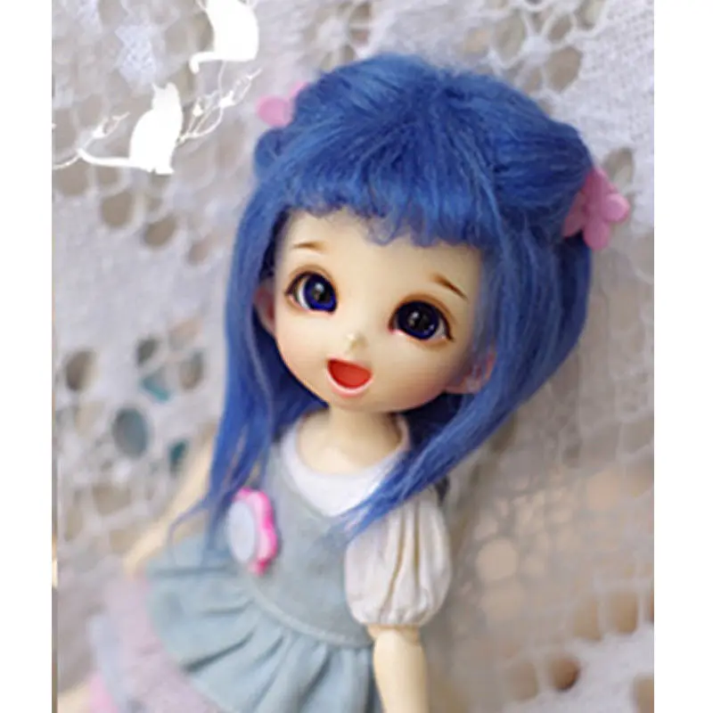 [Wamami] синий средний длинный шерстяной парик/волосы 1/8 Pukifee Ae лати BJD Dollfie 14 см/5,5"