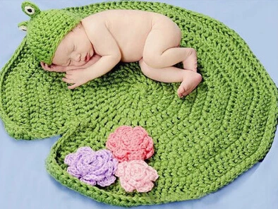 Hot selling frog animal boy Cute Baby Infant funny Costume Photo Prop Newborn Photography Baby Clothing mat+ Hat g 0-6 Month