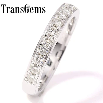 

TransGems Sparkling 0.455 CTW F Colorless Half Eternity Wedding Band in 14K White Gold for Women