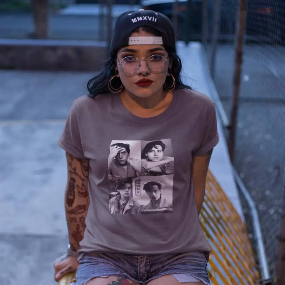 

Riverdale Southside Serpents T-Shirt Cole Sprouse Collage B W T Shirt Street Fashion Printed Women tshirt Ladies Tee Shirt