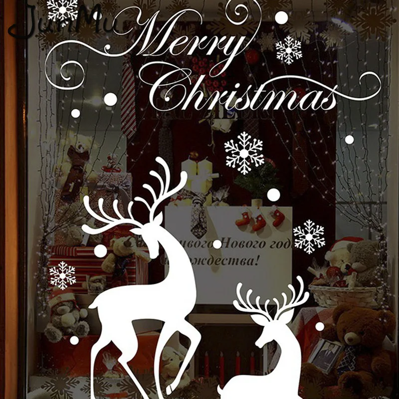 

New Fashion Style Merry Christmas Day Wall Decoration Wall Stickers Display Window Stickers Christmas Deer Stikcers 50cmx70cm