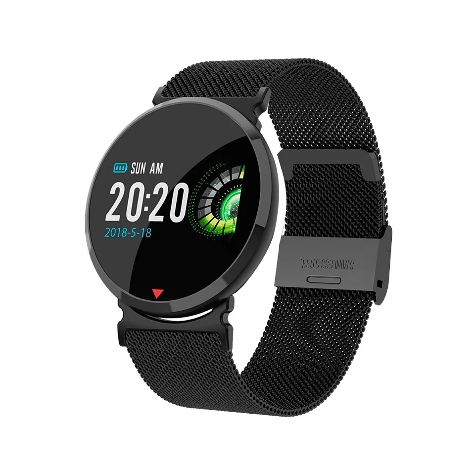 Модные Смарт-часы для мужчин и женщин фитнес-трекер E28 HD ips экран Смарт-браслет монитор сердечного ритма водонепроницаемый смарт-браслет - Цвет: Fine Steel black