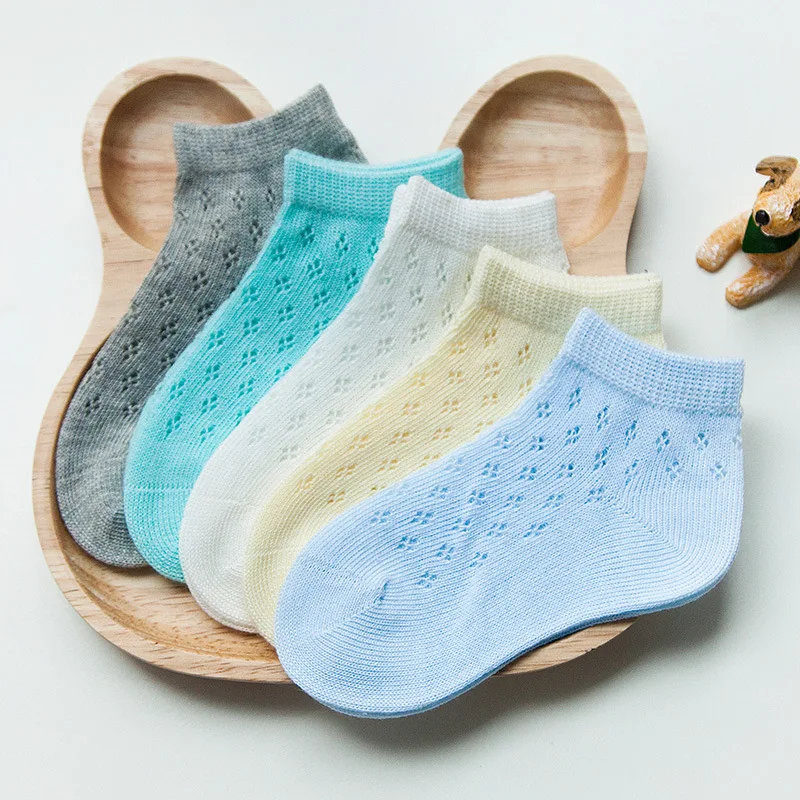 

5pair Cotton Baby Socks Summer Mesh Breathable 5colors Children's Socks Combed Cotton Newborn Socks Thin Section Baby Girl Stuff