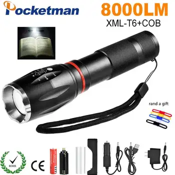 

Multifunction Led flashlight 8000 Lumens XML T6 torch hidden COB design flashlight tail super magnet design 1005A z50