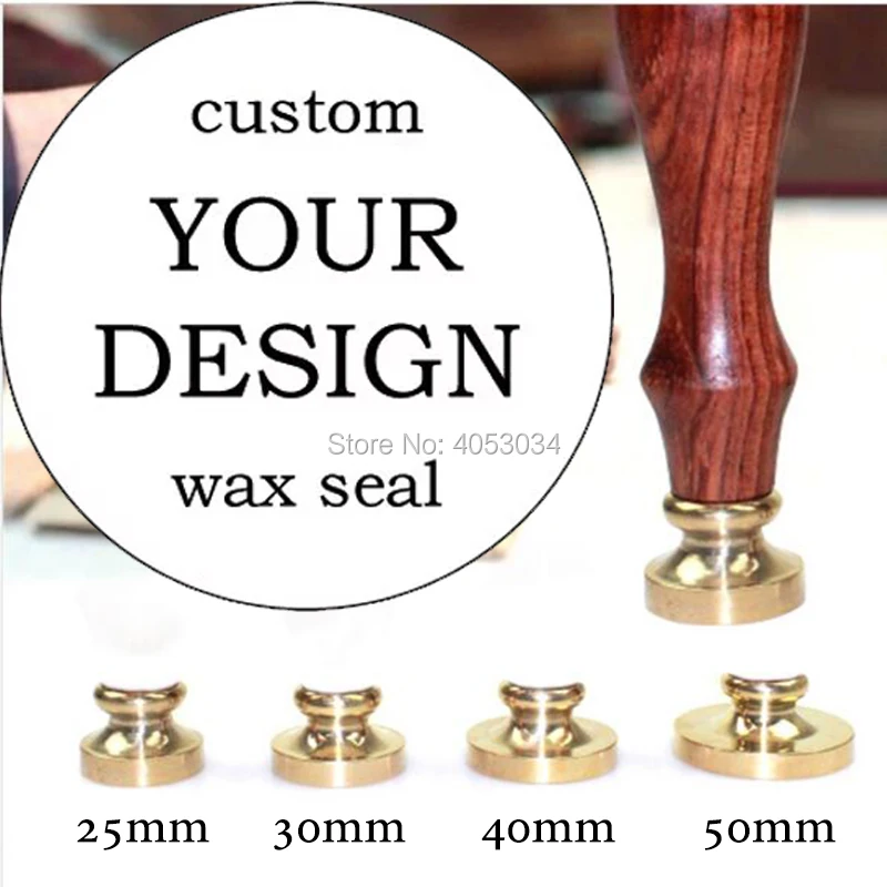 

custom wax seal stamp with Your own Logo design diferent stamp head size 20mm,25m, 30mm, 40mm,50m for your choice