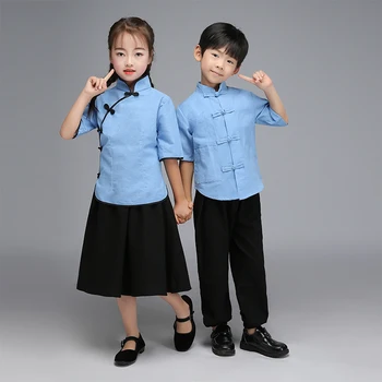 

Hanfu Children Chinese Traditional Dance Costume Girl Chinese Folk Dancing Clothes Kids Ming Suit Boys Performance Wear DNV11033
