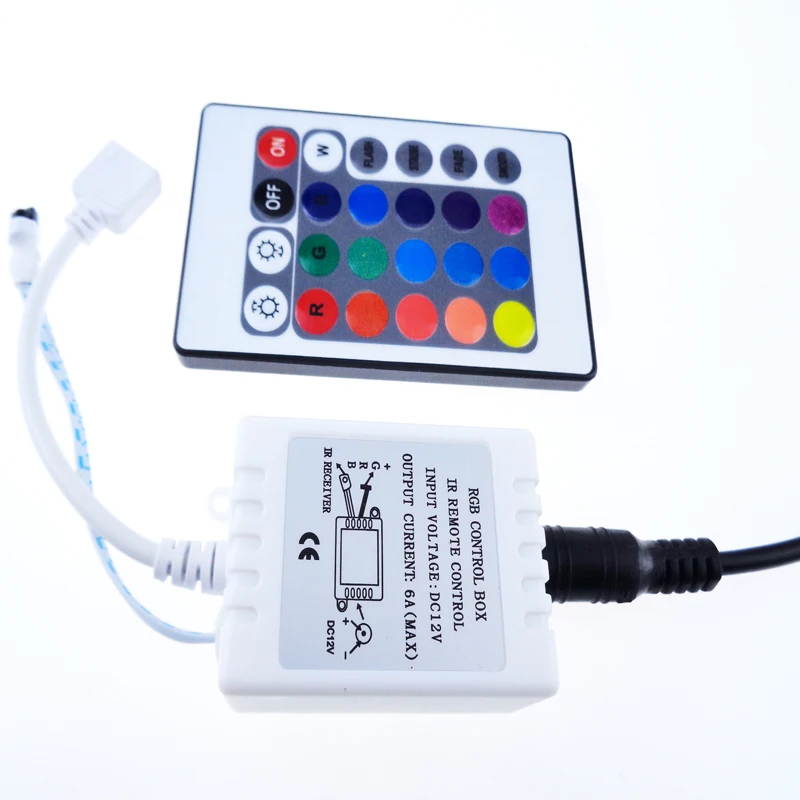 Контроллер rgb для светодиодной ленты 5050 3528 6A 24Key с ИК пультом дистанционного