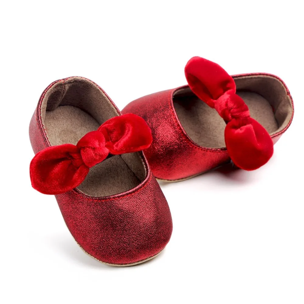 Zapatos Rojos de PU para bebé, zapatillas para primeros pasos con lazo de suela suave para recién nacido, de fiesta bebé, 0-18M - AliExpress y niños