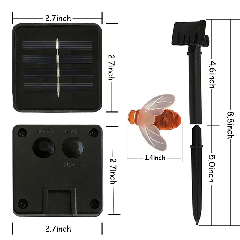Солнечный медовый пчелиный светодиодный Сказочный светильник 20 светодиодов пчелиный уличный садовый забор для патио Рождественская гирлянда светильник s