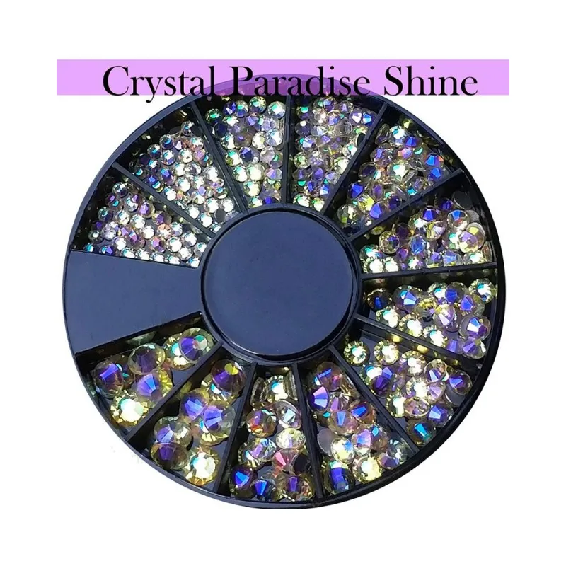 

1 Wheel Crystal Clear AB Nail Rhinestones Mix Size Non Hotfix Flatback Rhinestones For DIY 3D Nail Art Decoration Gems