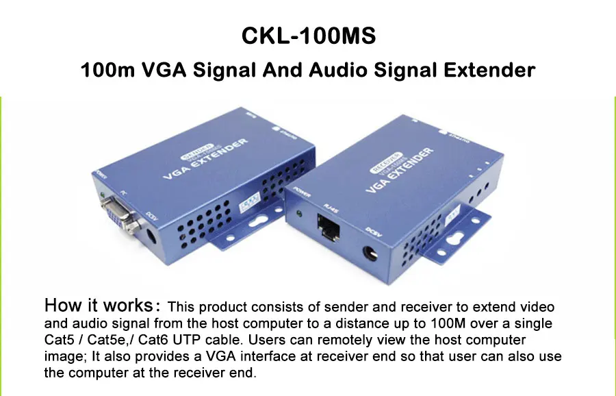 Ckl vga видео и аудио удлинитель по cat5e до 100 м(328 Средства ухода за кожей стоп) vga-100ms Многоплатформенный поддерживает SVGA XGA sxga и multisync мониторы