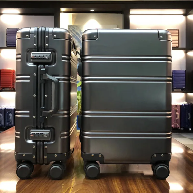 

SEABIRD100% Aluminum Alloy Business Travel Hard Shell Spinner Pull Rod Box TSA Lock Cabin Trolley Suitcase 20" Carry on Luggage