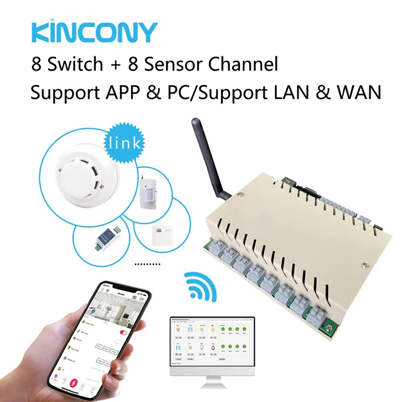 Intelligent Smart Home Automation Domotica Hogar Casa WiFi Module Controller Relay Switch System Remote Control APP 8 Channel