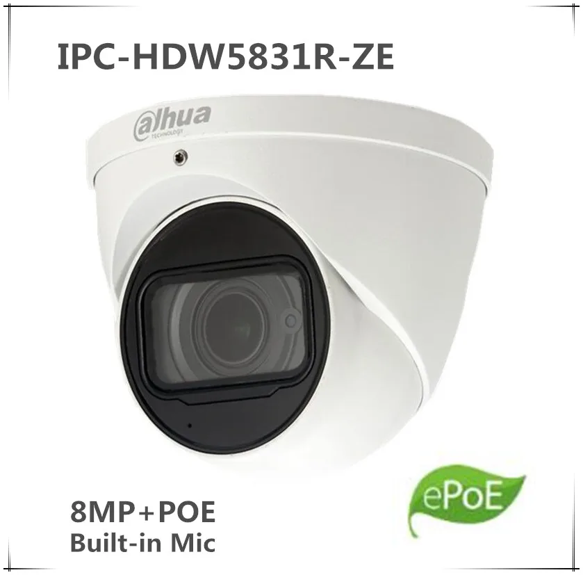 Original DH English IPC-HDW5831R-ZE 8MP Eyeball WDR IR Network Camera CCTV POE IP67 IPC 2.7mm-12mm motorized lens with logo |