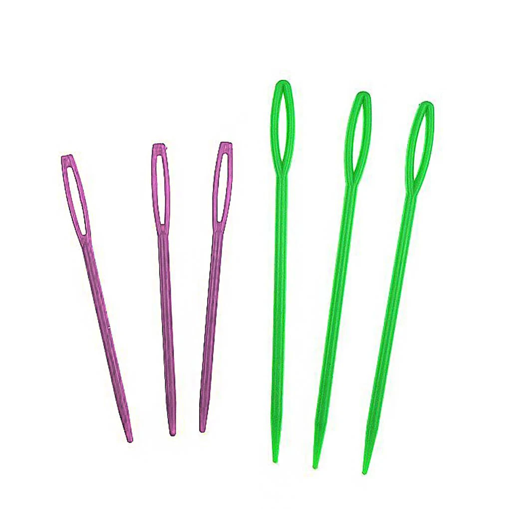 

6pcs Large-Eye Plastic Needles Weaving Sewing Knitting Needles Colorful