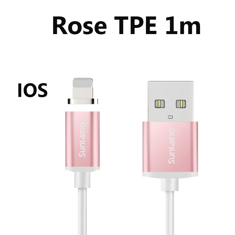 Suntaiho 2 в 1 Магнитный кабель для быстрой зарядки для iPhone XR 8 7 Plus Магнитный адаптер для samsung Galaxy S10 для redmi Note 7 mi 9 - Цвет: Rose ISO