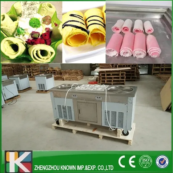 KN 2 10 fried ice cream machine frying ice cream roll machine with R410 Refrigerant