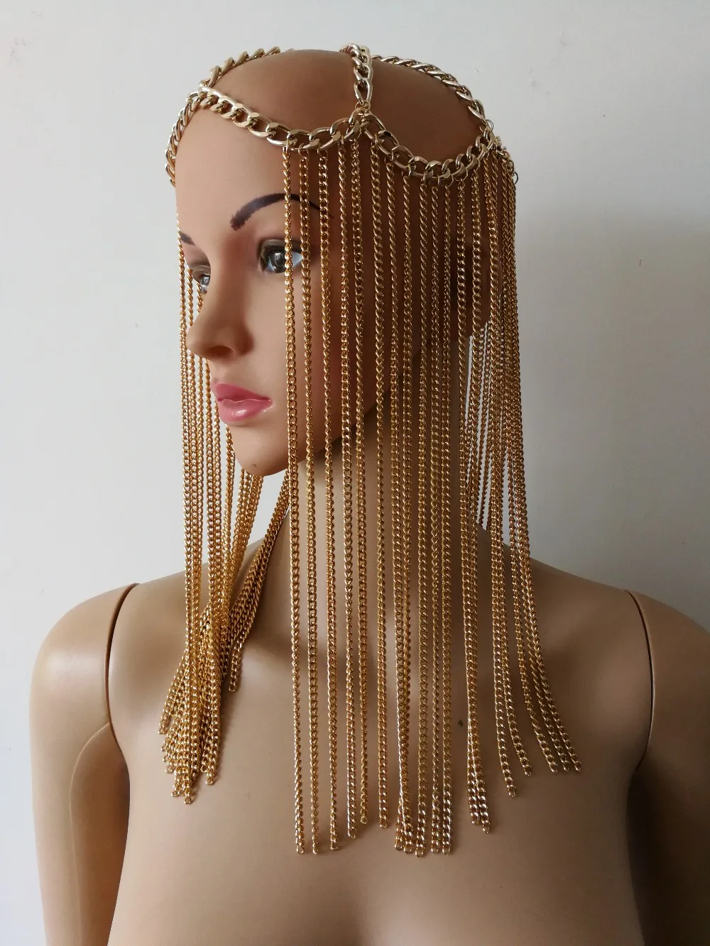 Fashion WRHE1058 Women Rock Harness Chains Multi Layer Gold Chain Head