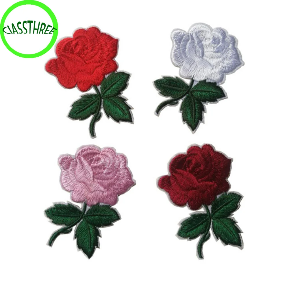 

30F# 1 Pcs Rose Flower Leaves Embroidery Sew On Applique Patch Craft Sewing Repair Embroidered
