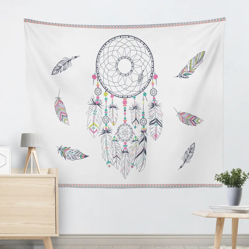

Indian Hipster Tapestry Dreamcatcher Feathers Wall Hanging Bohemian Art Carpet Decorative Tapestry 2 Sizes