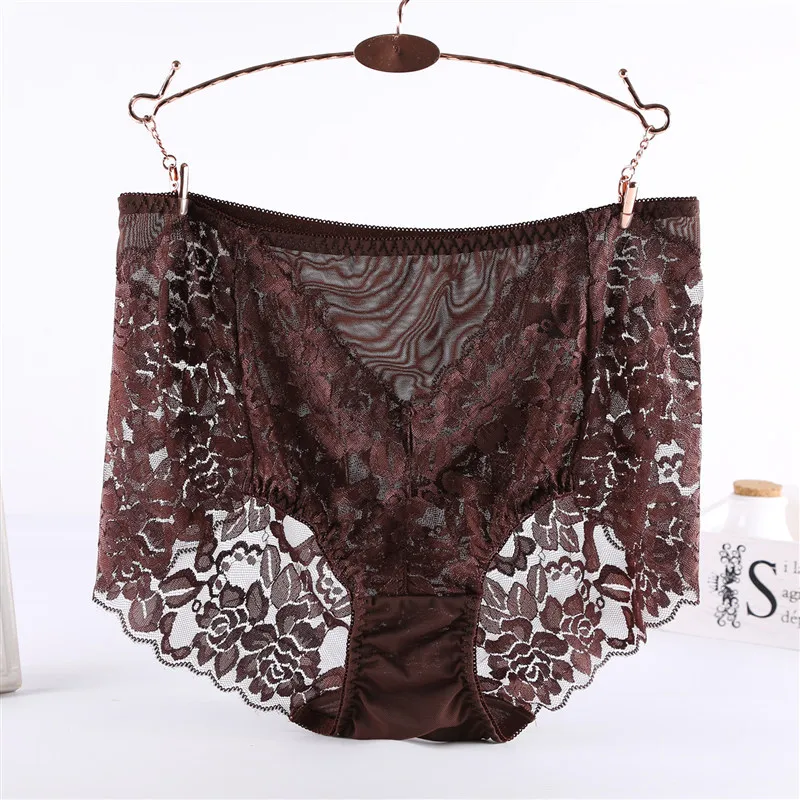 high waist lace panties women transparent women briefs plus size underwear female sexy panty ultra-thin seamless briefs XXXXL 00 (6)