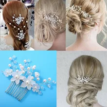 

MISM Bride Flolar Pearl Hair Comb Flower Wedding Hairpins Hair Jewerly Accessories Luxury Crystal Girls Party Hairband Headwear
