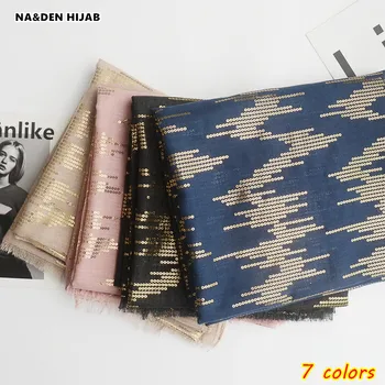 

2018 NEW design scarf hot stamping gold color hijab part scarfs women scarves and shawls shimmer fashion islamic scarfs 10 color